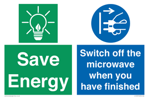 Save energy. Switch off the microwave when you have finished